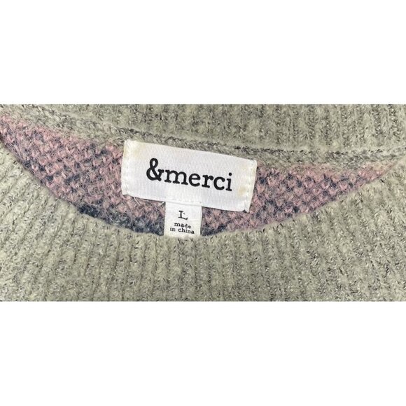 &MERCI Geometric Jacquard Knit Sweater Multicolored Comfy Soft Large - Picture 10 of 11